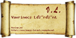 Vavrinecz Lóránt névjegykártya